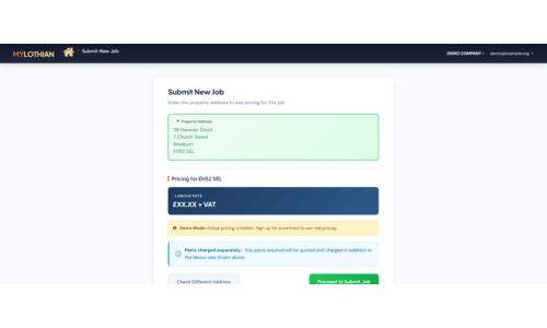 Parts ordering interface in MyLothian portal for landlord appliance repairs