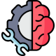 Cog and lightbulb icon representing intelligent parts prediction and preparation